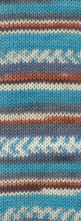 938 Grau/Mint/Ecru/Dunkelbraun/Rost/Türkis Gestreift
